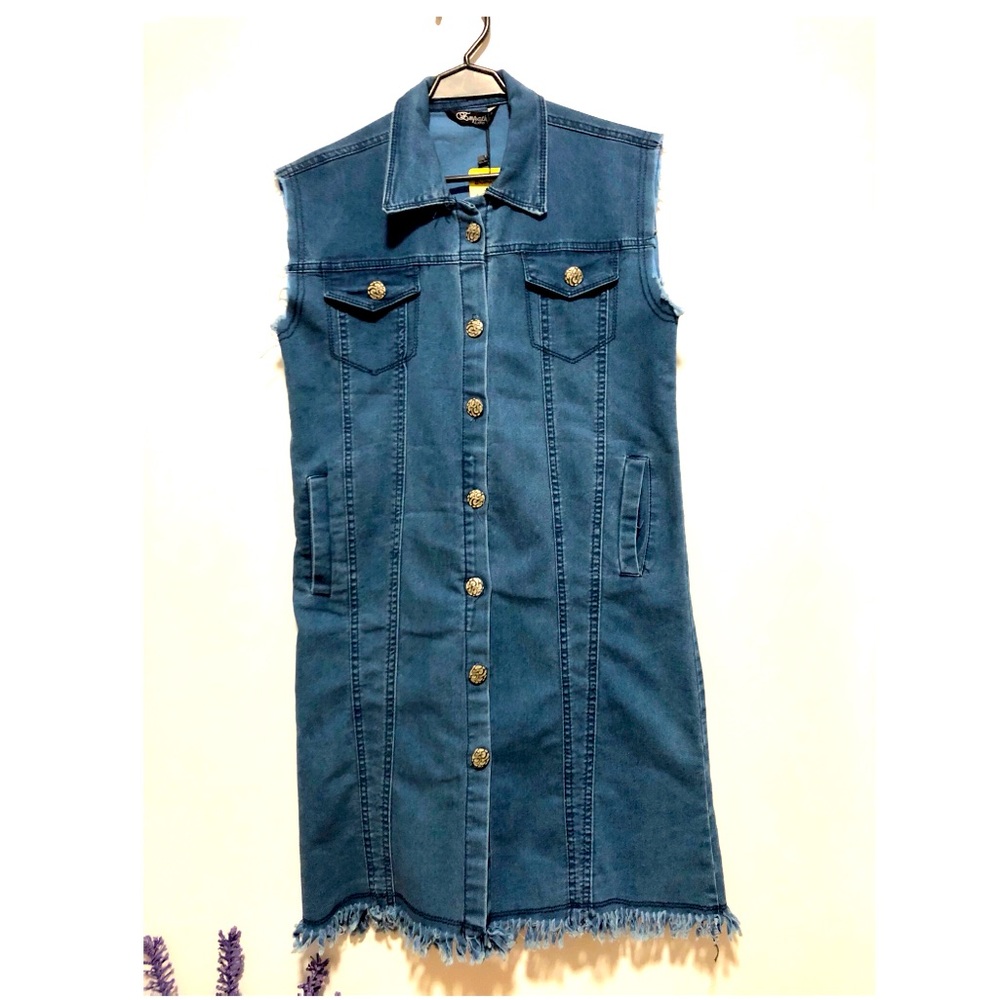 Dark Blue Jean Dress with short sleeves